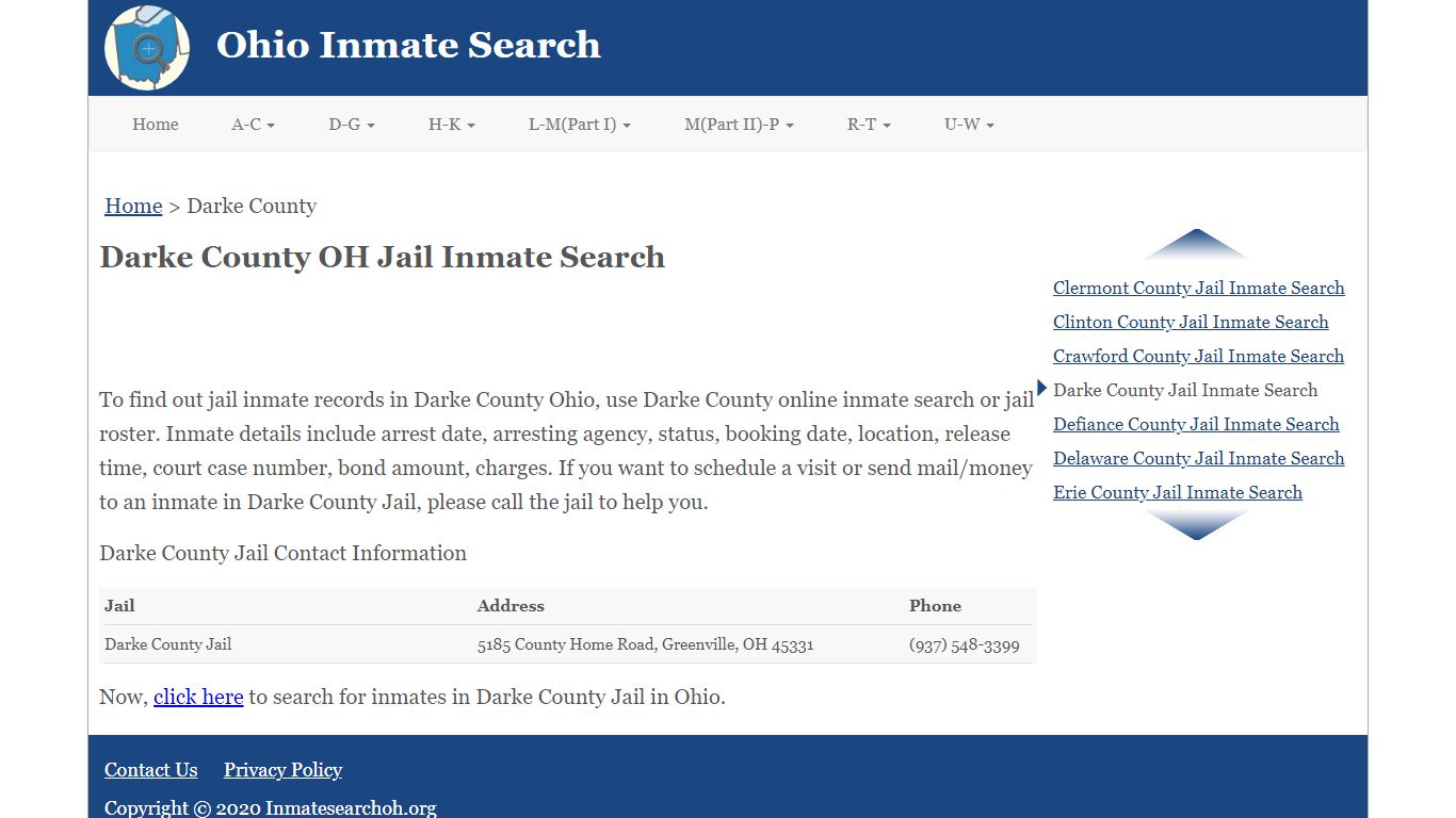 Darke County OH Jail Inmate Search