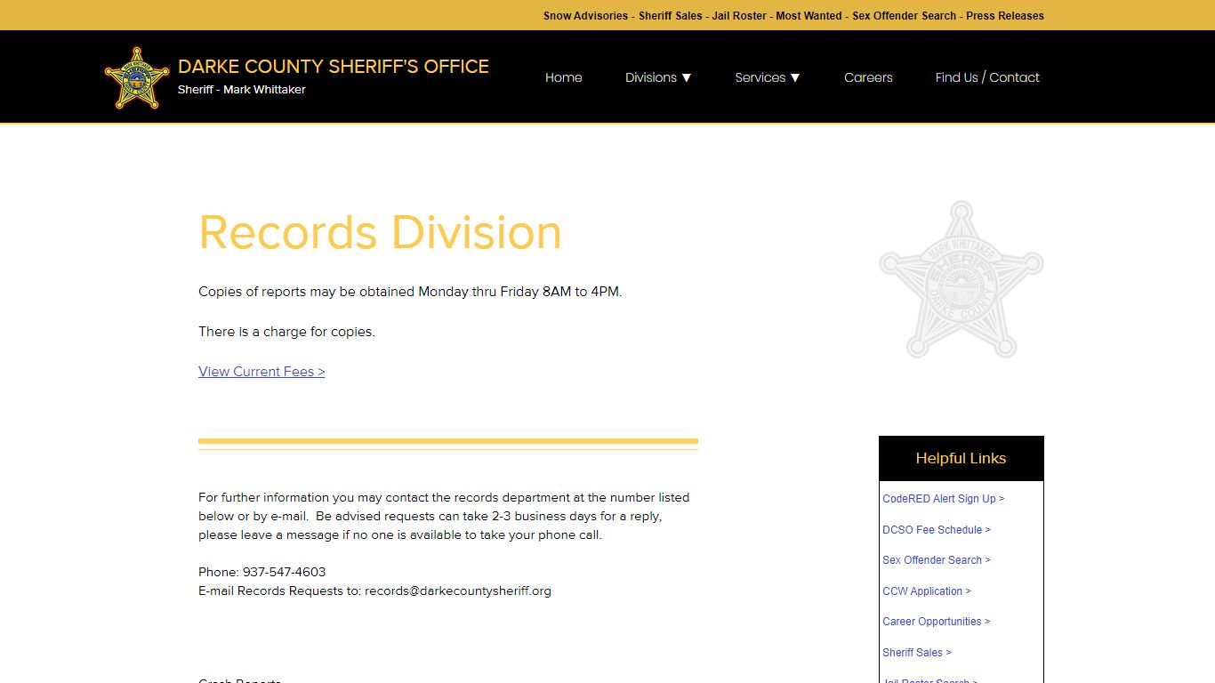 Darke County Sheriff's Office | Records